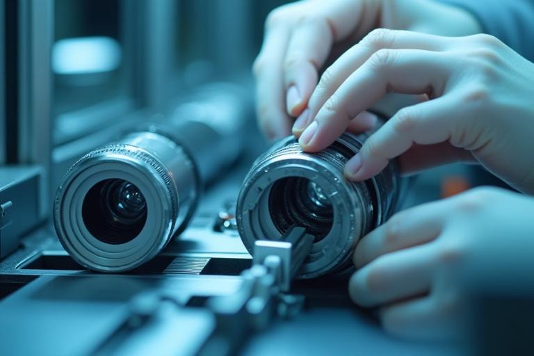 Detailansicht einer Kamera-Montagelinie