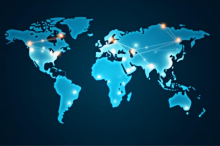 Globale Karte mit verbundenen Punkten zur Darstellung der Lieferkette